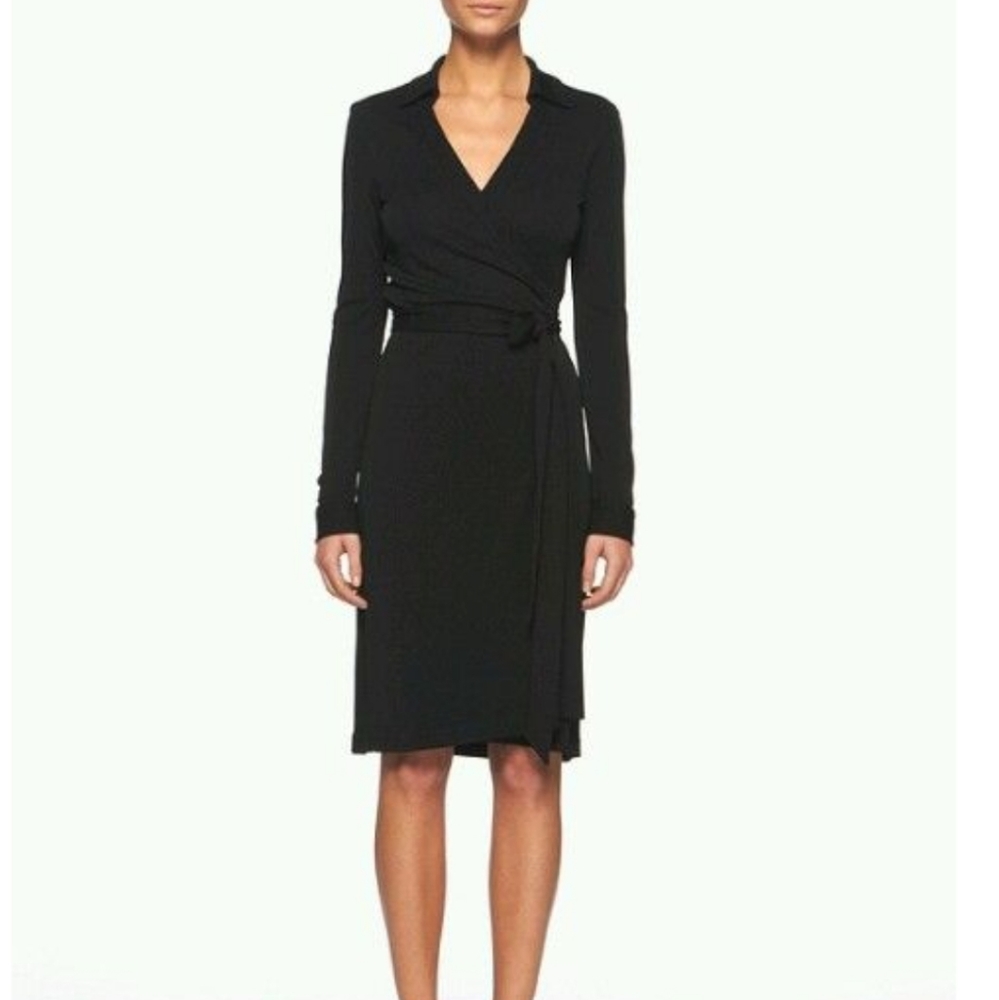 Diane von Furstenberg classic wrap dress, size US 4, black